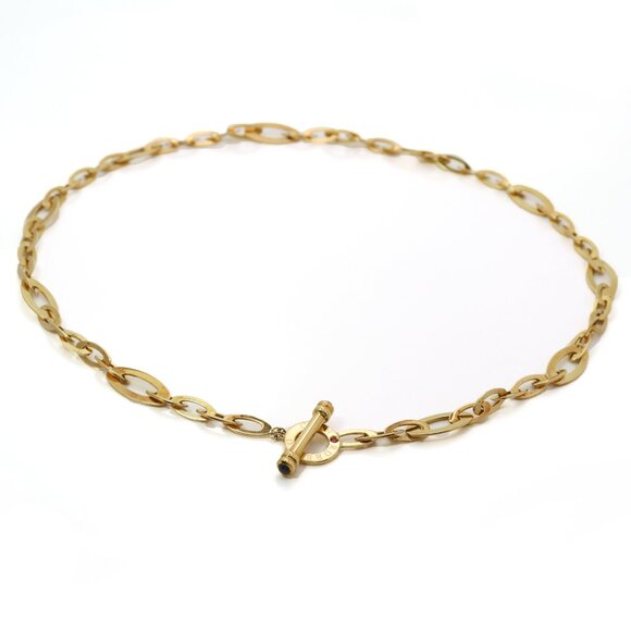 Roberto Coin 18K Yellow Gold Oval Toggle Link Necklace 750 Italy  18" - Picture 2 of 9